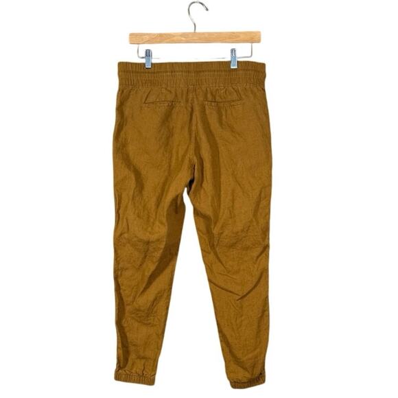 Athleta Cabo Linen Joggers Brown Mustard Elastic Waist Drawstring Pants | Size 4 - Picture 3 of 12